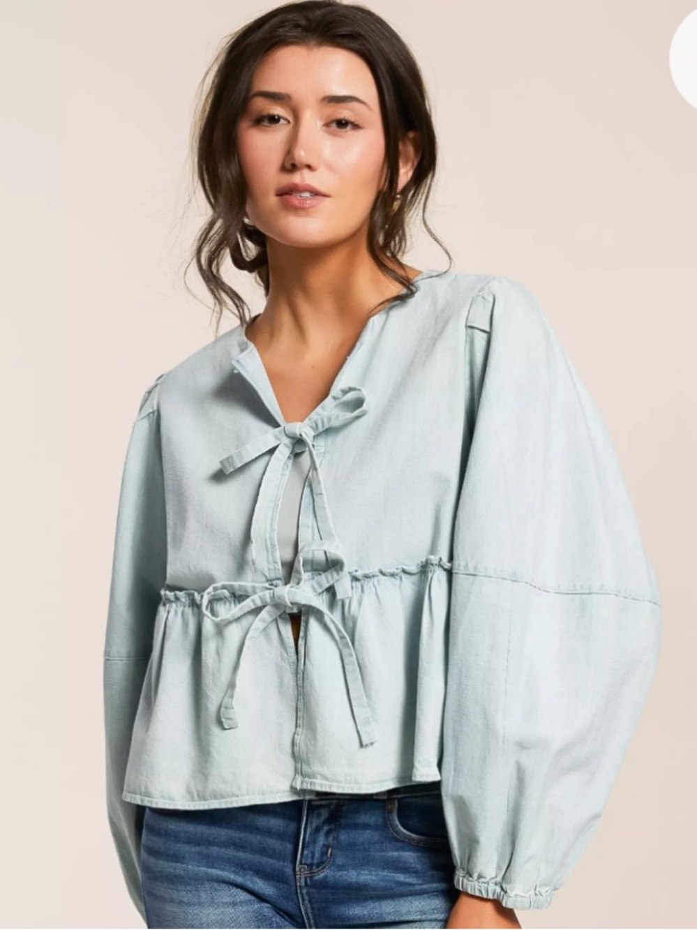 Velvet Heart Denim Tie Front Top